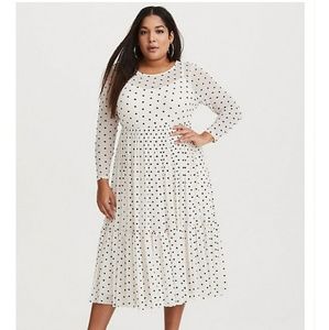 Torrid Ivory Polka Dot Mesh Midi Dress *6X